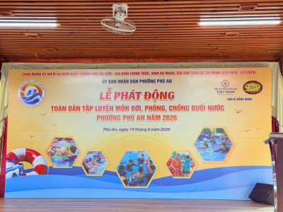 TRƯỜNG THCS TRẦN BÌNH TRỌNG THAM GIA LỄ PHÁT ĐỘNG TẬP LUYỆN MÔN BƠI, PHÒNG CHỐNG ĐUỐI NƯỚC PHƯỜNG PHÚ AN NĂM 2026