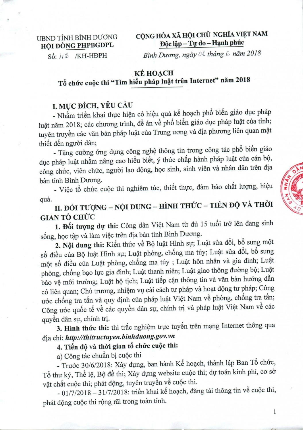 Kế hoạch tổ chức cuộc thi "Tìm hiểu pháp luật trên Internet"