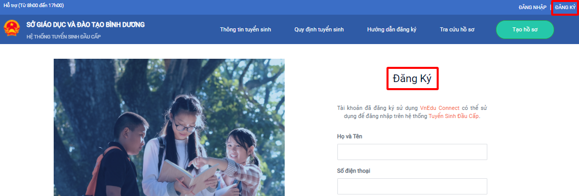 Hướng dẫn đăng kí tuyển sinh trực tuyến dành cho phụ huynh học sinh